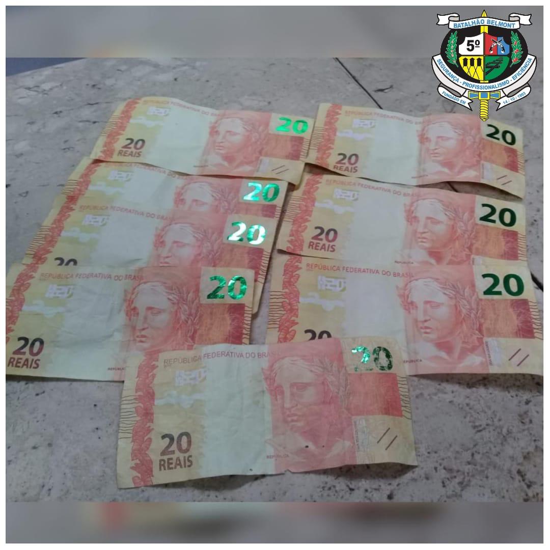 5º BPM flagra um homem e uma menor de idade com dinheiro falso. jpg