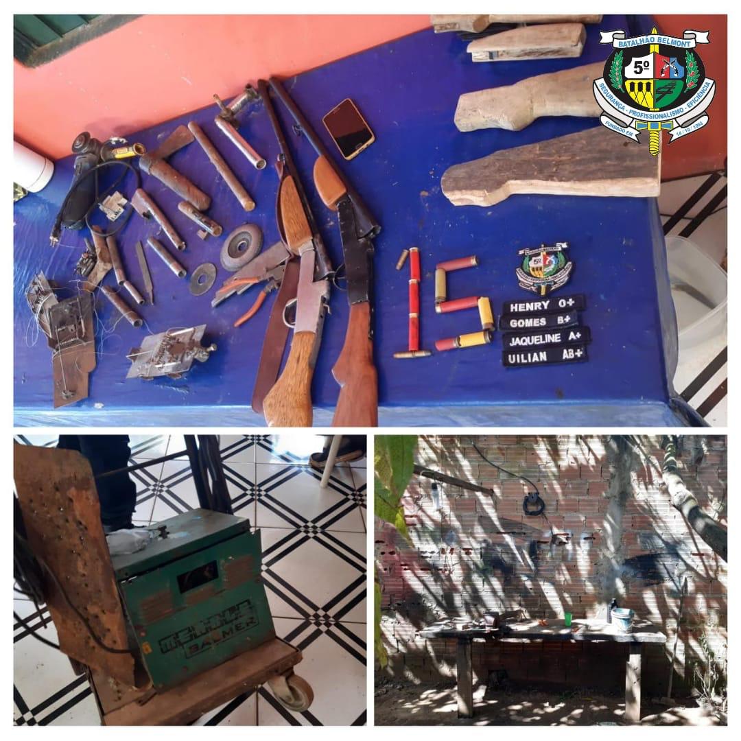 5º BPM fecha fábrica clandestina de arma e prende homem