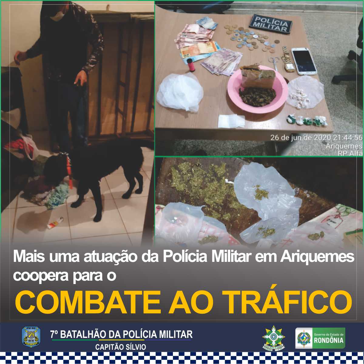 26-06 ARIQUEMES - PM fecha mais um ponto de venda de drogas com o apoio do Canil arte