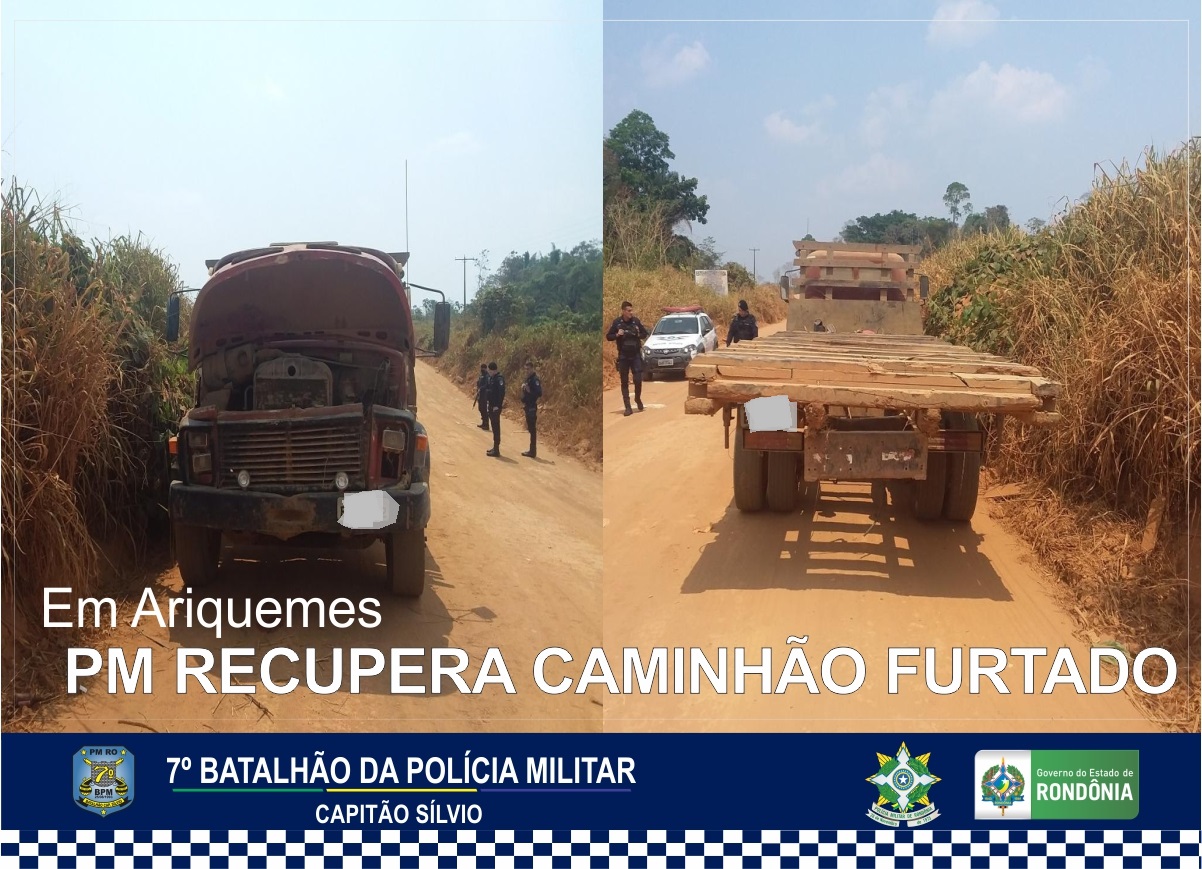 17 08 Em Ariquemes PM recupera caminhão furtado 1