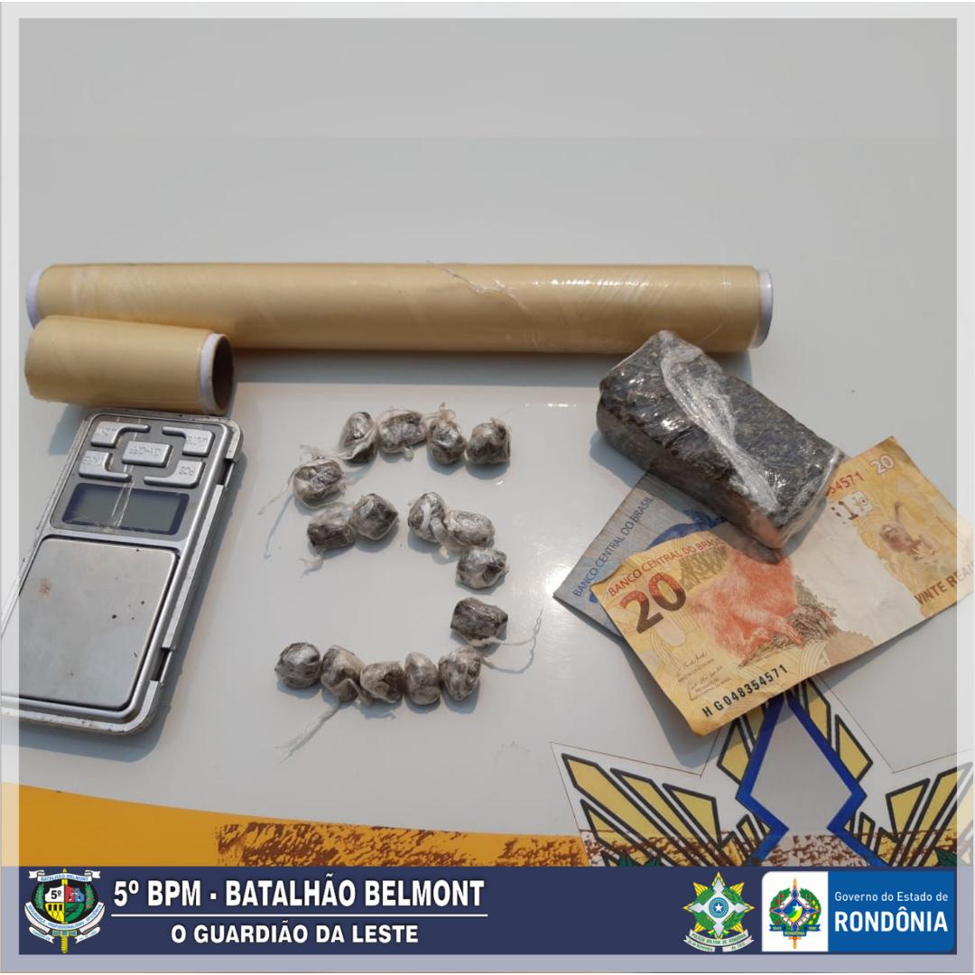 PMRO flagra homem com droga e conduz à delegacia