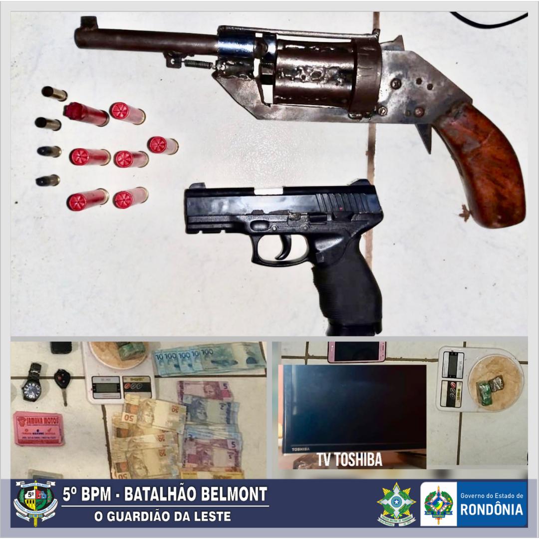 PM prende homem apreende arma droga e recupera objetos na Leste