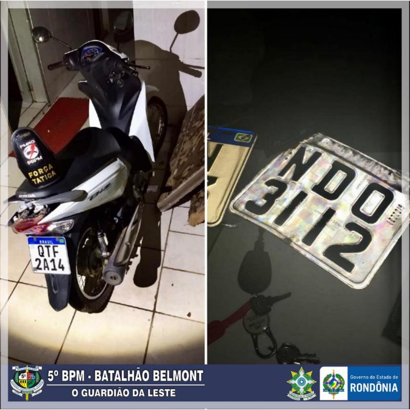 PM prende homem recupera moto e placa com restrição