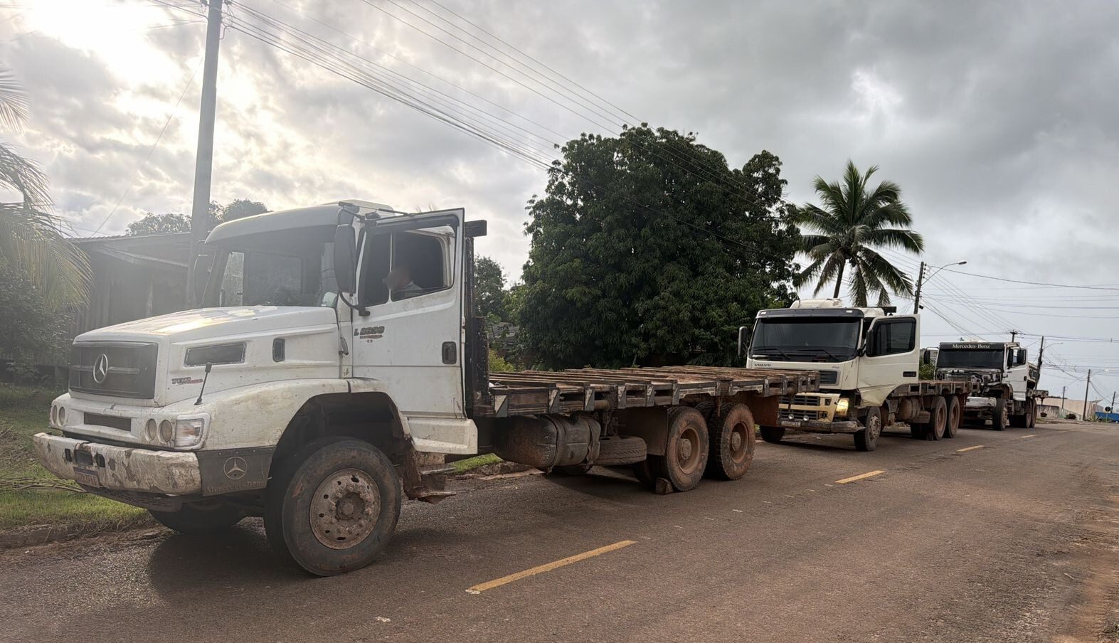 Três caminhões apreendidos da ação policial